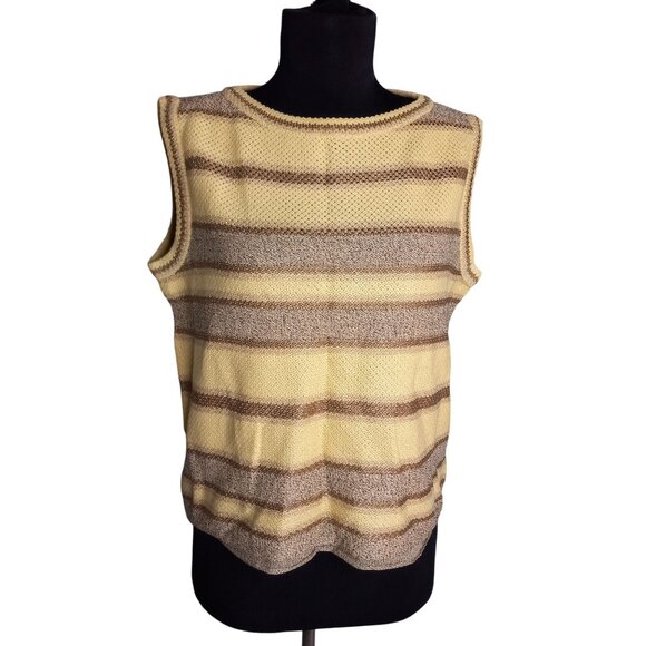 St John Sport Marie Gray P Sweater Shell Tank Top Santana Knit Striped Metallic - Picture 1 of 11